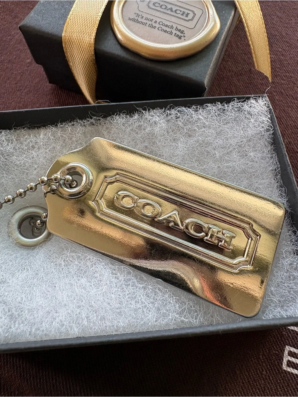 RARE Y2K Coach Solid Metal Hangtag 2.5” Chunky Nickel Bag Charm Fob Hang Tag